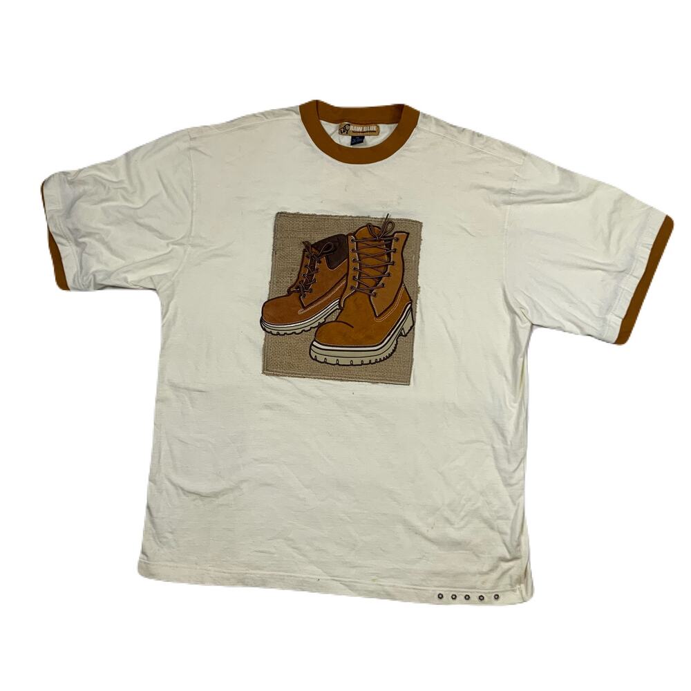 Raw Blue Vintage Novelty Construction Boot Utility Maximalist T Shirt 3XL